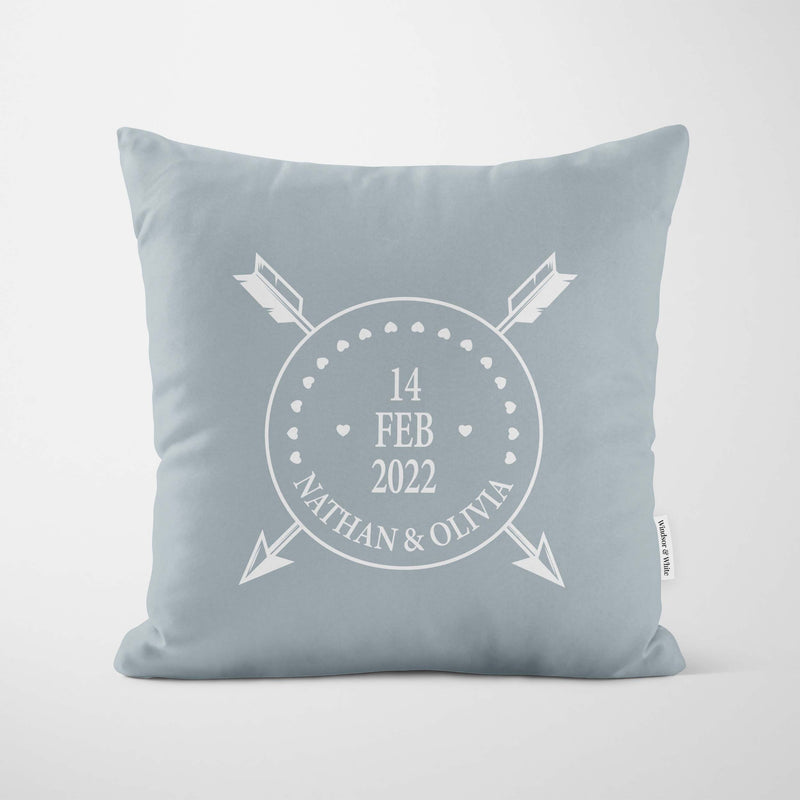 Personalised Cupid Arrows Grey Cushion