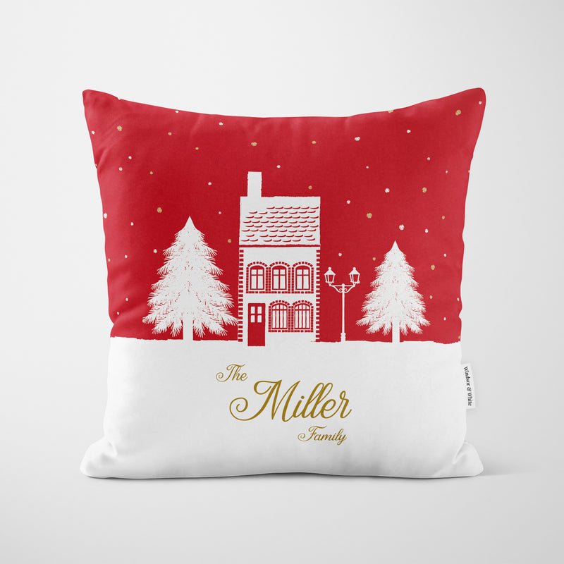 Personalised Christmas Cushion Red House
