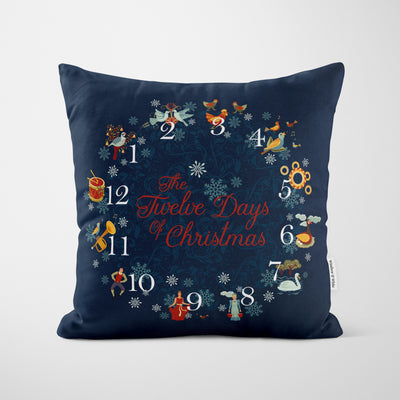 Blue 12 Days of Christmas Cushion