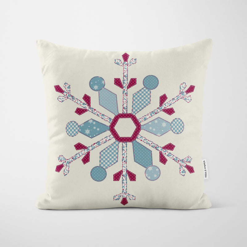 Cream Patchwork Snowflake Cushion