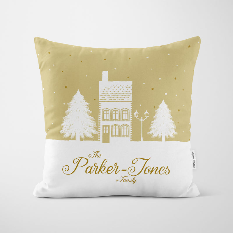 Personalised Christmas Cushion Gold House