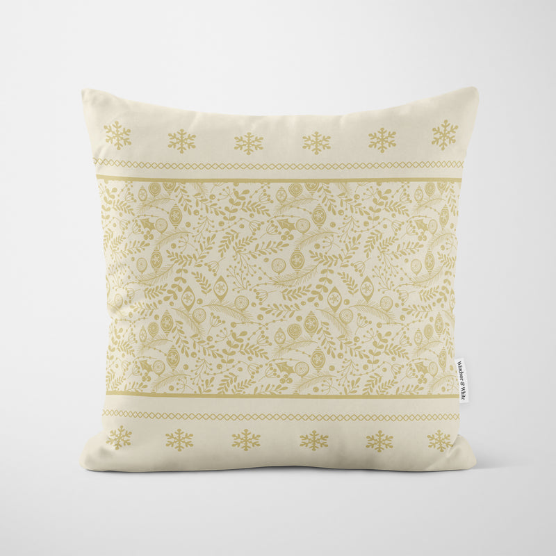 Cream Filigree Christmas Cushion