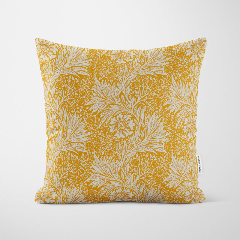 William Morris Marigold in Saffron Cushion - Handmade Homeware, Made in Britain - Windsor and White