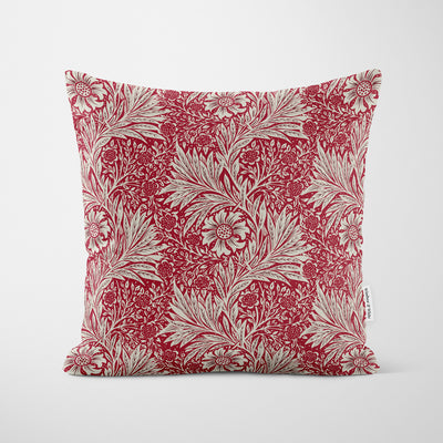 William Morris Marigold in Dark Red Cushion - Handmade Homeware, Made in Britain - Windsor and White