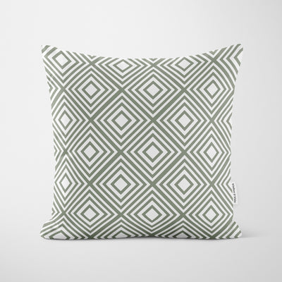 Diamond Pattern Sage Green Cushion - Handmade Homeware, Made in Britain - Windsor and White