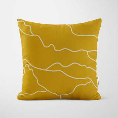 Yellow Gold Soft Lines Cushion - Handmade Homeware, Made in Britain - Windsor and White