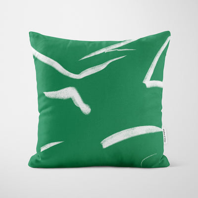 Green Art Strokes Cushion - Handmade Homeware, Made in Britain - Windsor and White