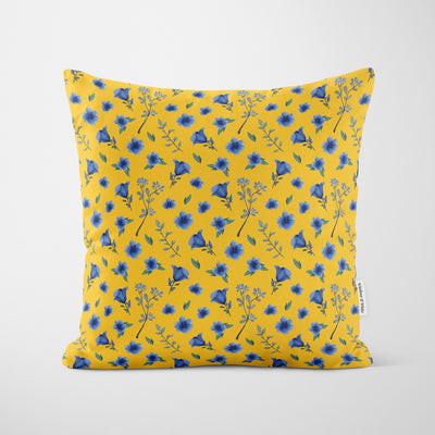 Yellow Ditsy Floral Cushion - Handmade Homeware, Made in Britain - Windsor and White