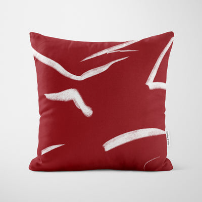 Red Art Strokes Cushion - Handmade Homeware, Made in Britain - Windsor and White