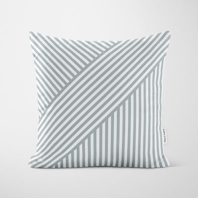 Grey Layered Stripes Cushion - Handmade Homeware, Made in Britain - Windsor and White