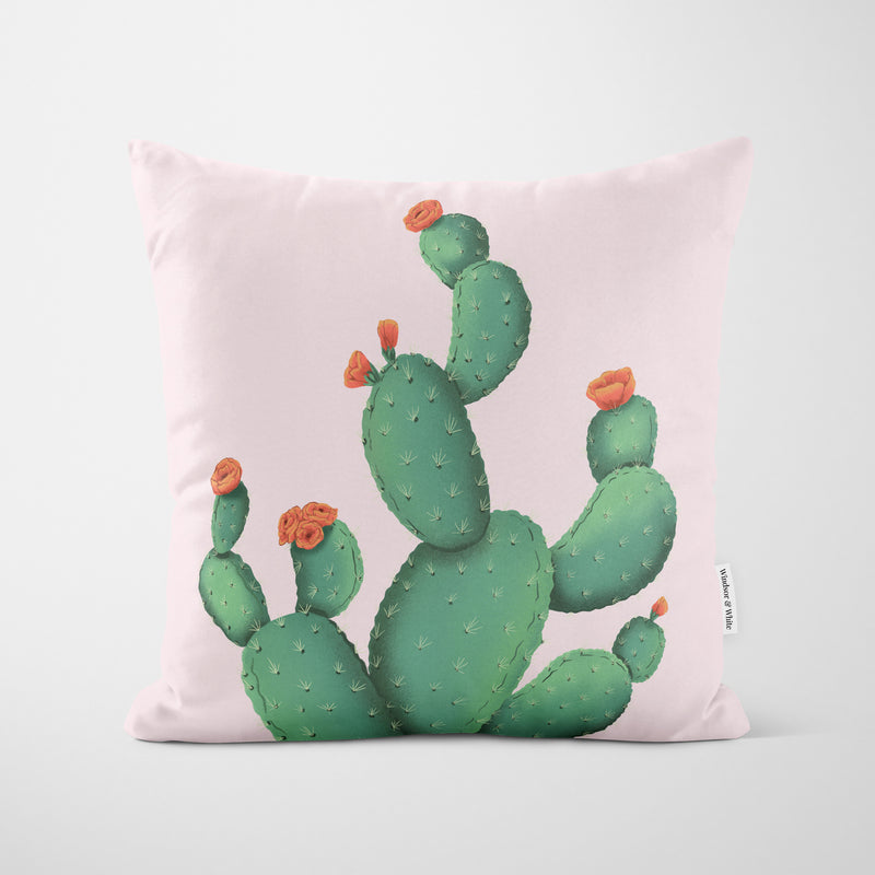 Prickly Pear Print Pink Cushion - Handmade Homeware, Made in Britain - Windsor and White