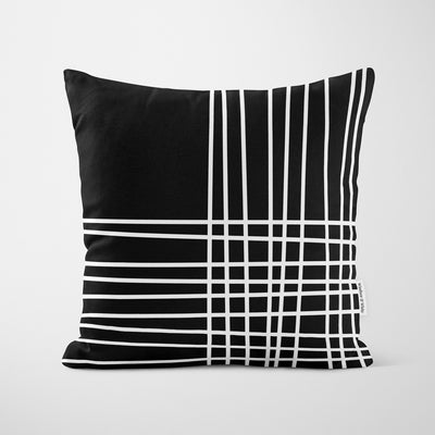 Black Crosshatch Cushion - Handmade Homeware, Made in Britain - Windsor and White