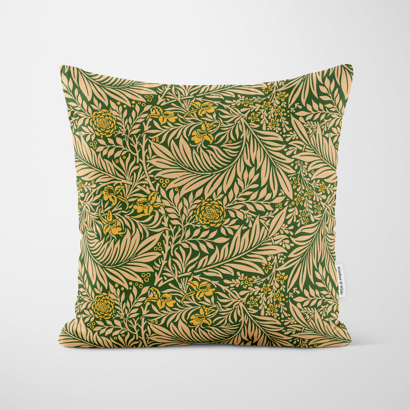William Morris Vintage Larkspur Green Cushion - Handmade Homeware, Made in Britain - Windsor and White
