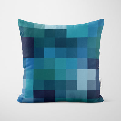 Blue Tones Pixel Print Cushion - Handmade Homeware, Made in Britain - Windsor and White