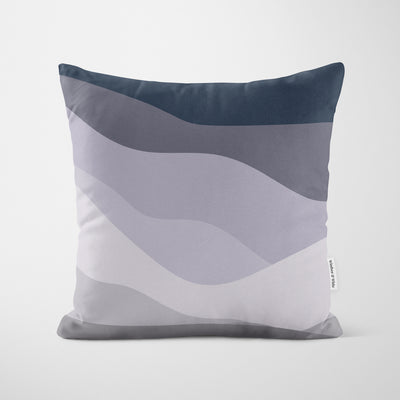Landscape Waves Grey Blue Cushion - Handmade Homeware, Made in Britain - Windsor and White