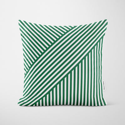 Green Layered Stripes Cushion - Handmade Homeware, Made in Britain - Windsor and White