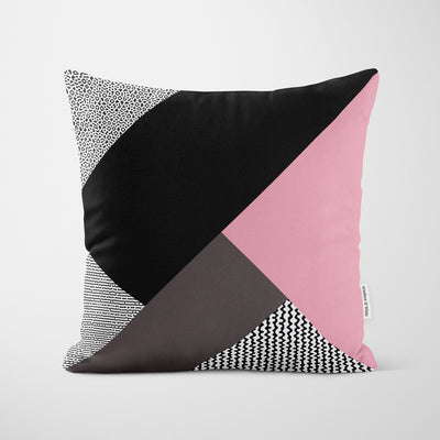 Modern Block Black Pink Cushion - Handmade Homeware, Made in Britain - Windsor and White
