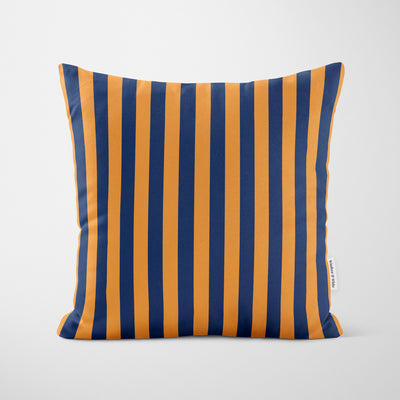 Amber Navy Block Stripe Cushion - Handmade Homeware, Made in Britain - Windsor and White