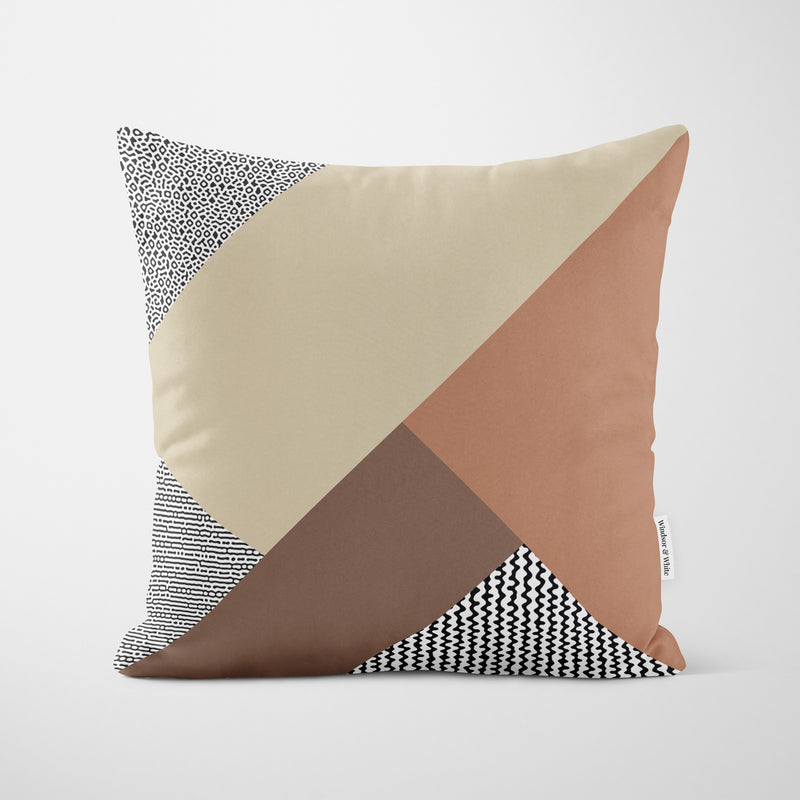 Modern Block Beige Natural Cushion - Handmade Homeware, Made in Britain - Windsor and White