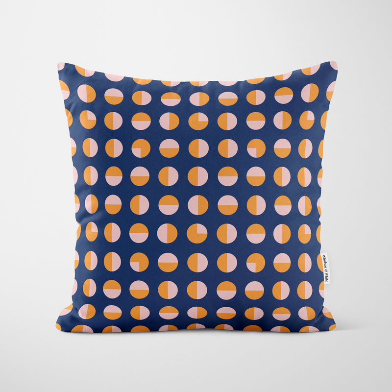 Circular Segment Blue Cushion - Handmade Homeware, Made in Britain - Windsor and White