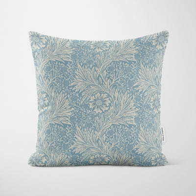 William Morris Marigold in Blue Cushion - Handmade Homeware, Made in Britain - Windsor and White