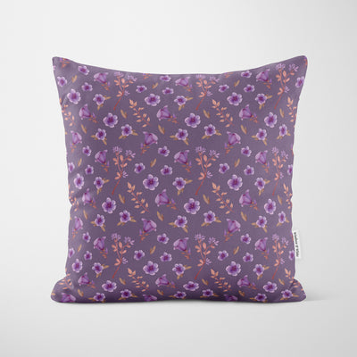 Purple Ditsy Floral Cushion - Handmade Homeware, Made in Britain - Windsor and White