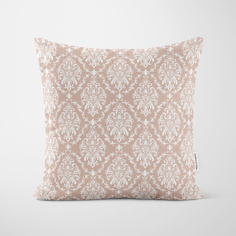 Pink White Damask Cushion - Handmade Homeware, Made in Britain - Windsor and White