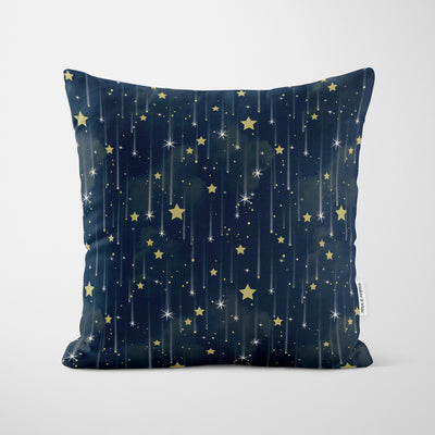 Navy Blue Falling Stars Cushion - Handmade Homeware, Made in Britain - Windsor and White