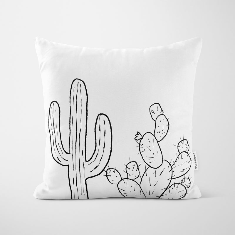 Cactus Outlines Cushion - Handmade Homeware, Made in Britain - Windsor and White