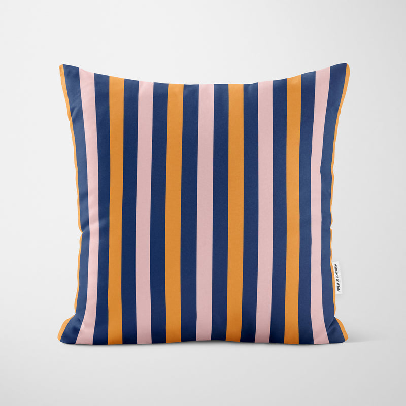 Pink Amber Navy Stripe Cushion - Handmade Homeware, Made in Britain - Windsor and White