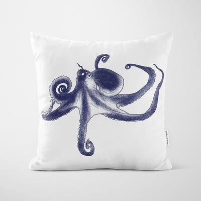 Blue Octopus Cushion - Handmade Homeware, Made in Britain - Windsor and White