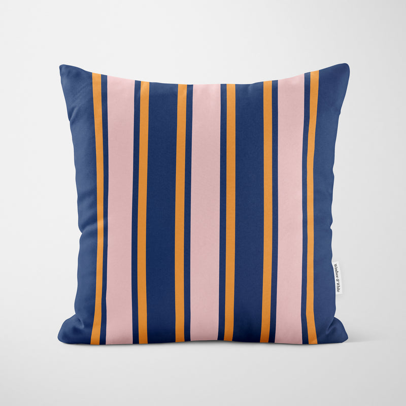 Amber Wide Regimental Stripe Cushion - Handmade Homeware, Made in Britain - Windsor and White