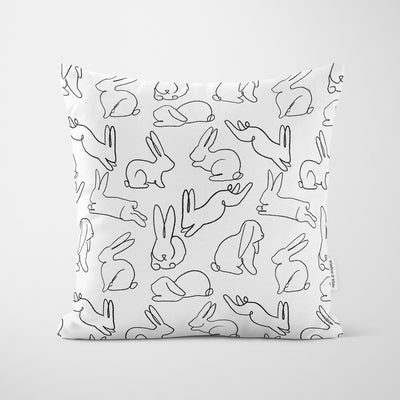 Minimalist Rabbit Pattern Cushion - Handmade Homeware, Made in Britain - Windsor and White