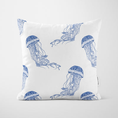 Painted Jellyfish Cushion - Handmade Homeware, Made in Britain - Windsor and White