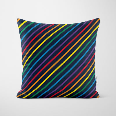 Rainbow Stripe Cushion - Handmade Homeware, Made in Britain - Windsor and White