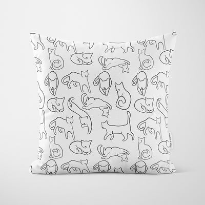 Minimalist Cat Pattern Cushion - Handmade Homeware, Made in Britain - Windsor and White