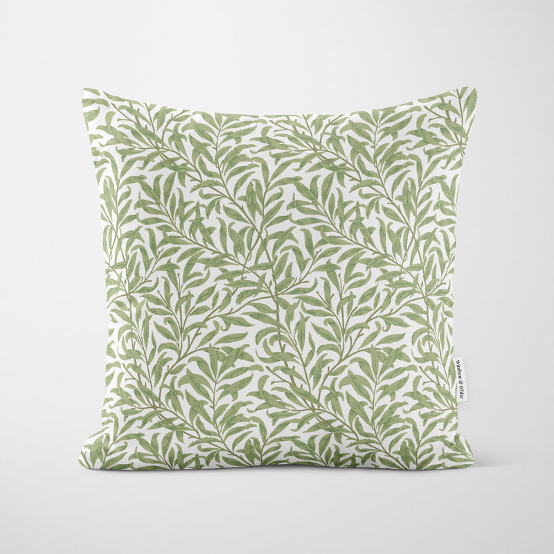 William Morris Willow Bough Sage Cushion - Handmade Homeware, Made in Britain - Windsor and White