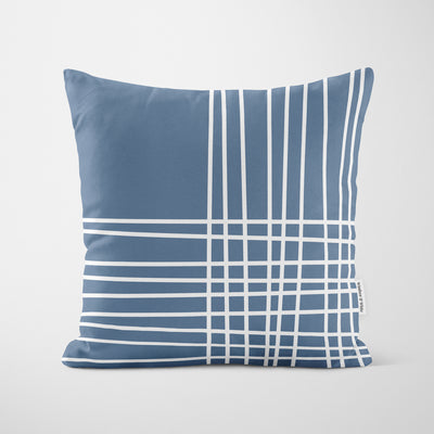 Ocean Blue Crosshatch Cushion - Handmade Homeware, Made in Britain - Windsor and White