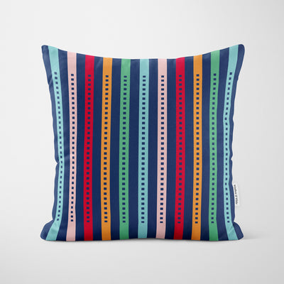 Modern Colour Stripes Cushion - Handmade Homeware, Made in Britain - Windsor and White