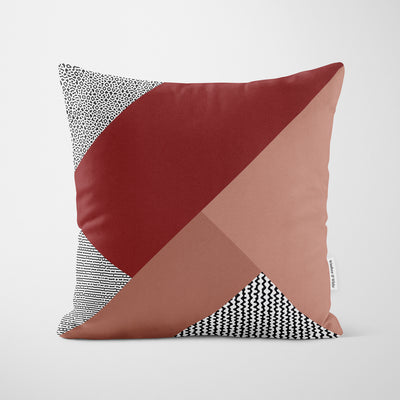 Modern Block Red Blush Cushion - Handmade Homeware, Made in Britain - Windsor and White