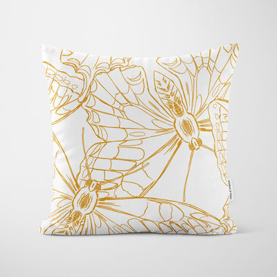 Yellow Butterfly Outline Cushion - Handmade Homeware, Made in Britain - Windsor and White