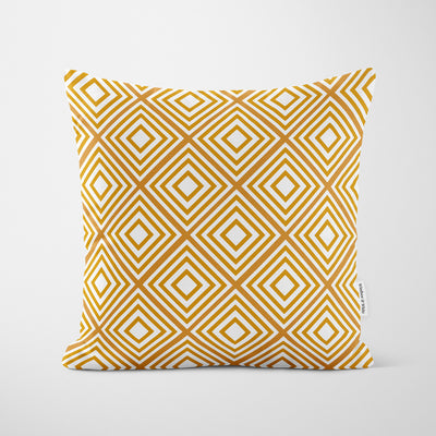 Diamond Pattern Yellow Cushion - Handmade Homeware, Made in Britain - Windsor and White