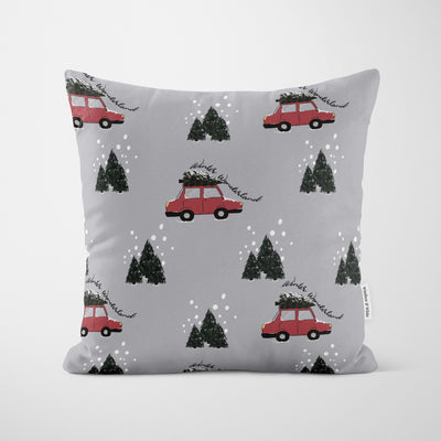 Christmas Cars Light Grey Cushion