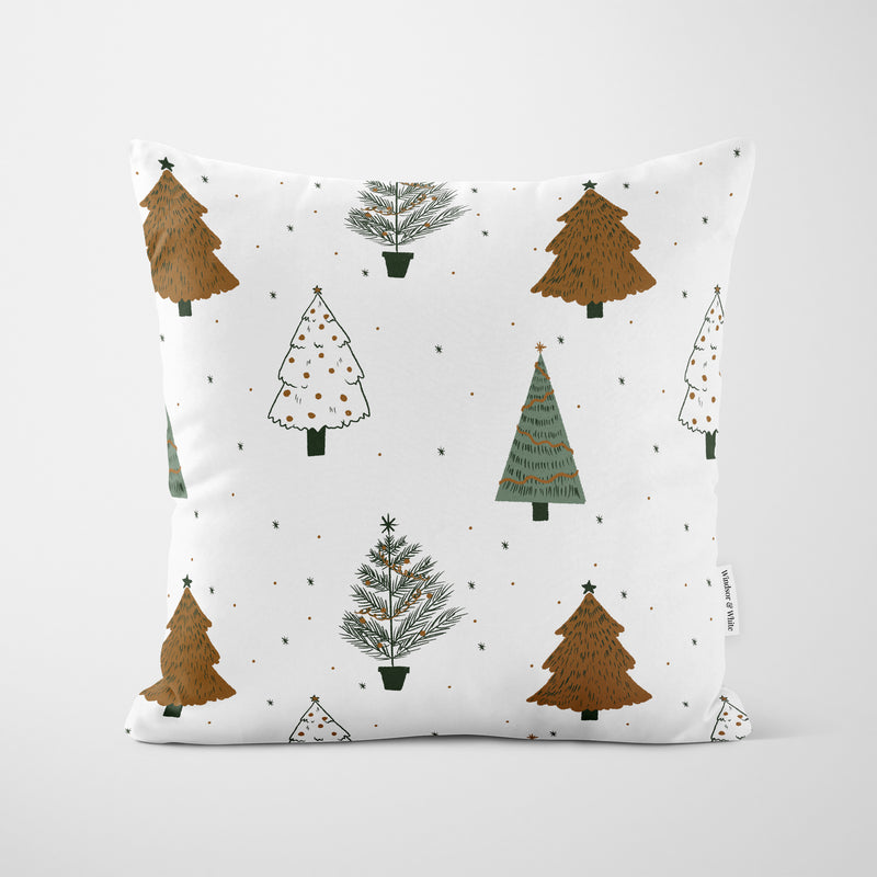 Christmas Trees Green and Gold Cushion