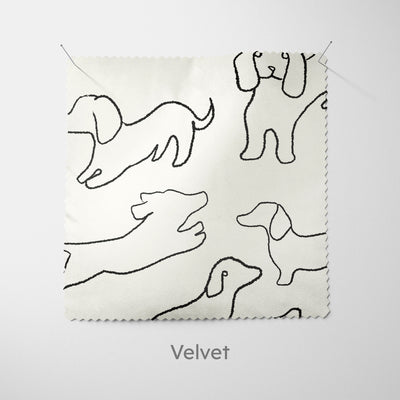 Minimalist Dog Pattern Fabric - Handmade Homeware, Made in Britain - Windsor and White