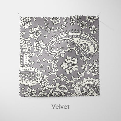 Silver Lavender Floral Paisley Fabric - Handmade Homeware, Made in Britain - Windsor and White
