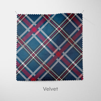 Navy Blue Mulberry Plaid Fabric - Handmade Homeware, Made in Britain - Windsor and White
