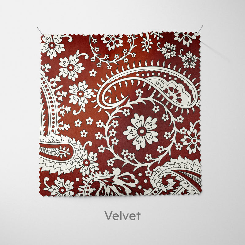 Maroon Red Floral Paisley Fabric - Handmade Homeware, Made in Britain - Windsor and White