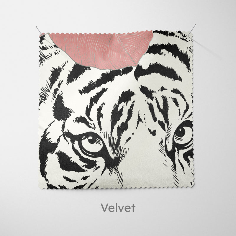 Pink Leaves Mono Tiger Cushion - Handmade Homeware, Made in Britain - Windsor and White