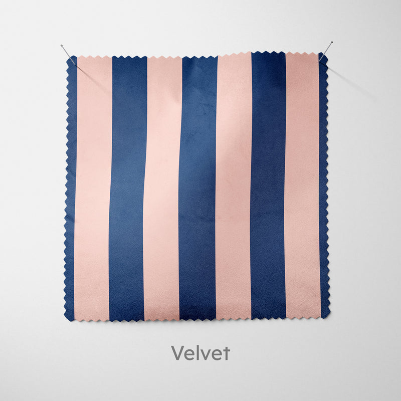 Pink Navy Block Stripe Cushion - Handmade Homeware, Made in Britain - Windsor and White